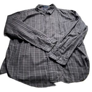 Dockers XL Gray Wrinkle Free Stain Resistant Button Down Shirt Plaid Men's EUC